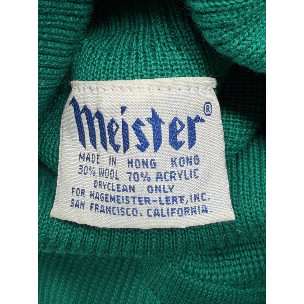 Vintage Meister Sweater Womens Medium Jade Green‎ Knit Turtleneck Wool Blend 80s - Picture 6 of 9